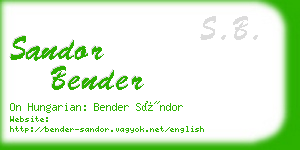 sandor bender business card